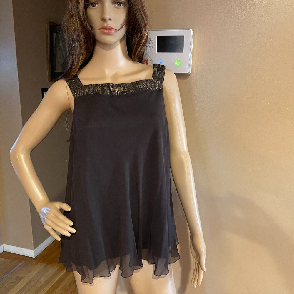 Elie Tahari TAMAR Blouse NWT Size L 100% Silk W/Sequin